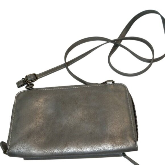 Joy Susan Silver Faux Leather Crossbody Bag With Adjustable Strap - Picture 2 of 9